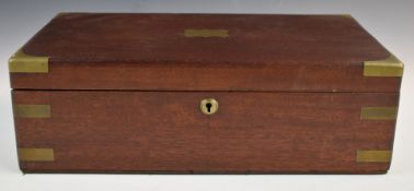 19thC brass bound and inlaid mahogany writing slope, W55 x D25 x H15cm