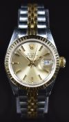 Rolex Oyster Perpetual Date ladies automatic wristwatch ref. 69173 with date aperture, baton hour