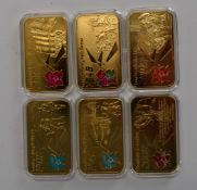 Royal Mint gold layered Olympics 2012 ingot set, cased with certificate