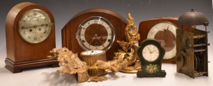 A collection of various mantel clocks etc c1890-1950 to include Le Forestrière famile ormulu style