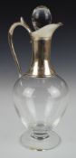 Dartington hallmarked silver mounted claret jug, London 2001, maker J A Campbell, height 30.5cm