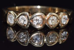 A 14k gold half eternity ring set with diamonds, size M, 4.2g