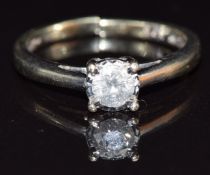 A 9ct white gold ring set with a diamond of approximately 0.33ct , 2.1g
