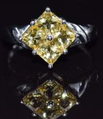 A 9k gold ring set with golden beryl, size M/N, 3.4g