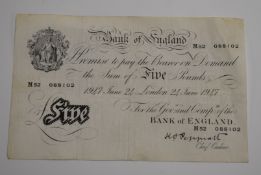 Peppiatt 24th June 1947 white £5 note