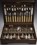 Mappin & Webb six place setting canteen of King's pattern silver plated cutlery, width 35cm