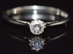 An 18ct white gold ring set with a diamond approximately 0.2ct, size K/L, 1.3g
