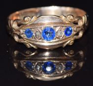 A 9ct gold ring set with paste and diamonds, size Q, 2.4g