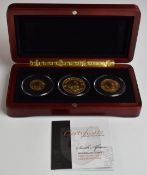 London Mint Office South African Krugerrand coin set comprising 1oz, ½oz, ¼oz coins, in case with