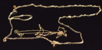 A 9ct gold necklace made up of twisted links and a 9ct gold chain, 2.9g