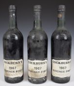 Three bottles of Cockburn's Vintage Port 1967