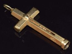 Samson & Mordan yellow metal propelling pencil in the form of a cross, 4.8g