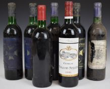 Seven bottles of French red wine including Chateau Conseillante 1979, 750ml, Chateau Chase-Spleen