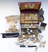 A large collection of costume jewellery including Swarovski earrings, Swatch, beads, etc