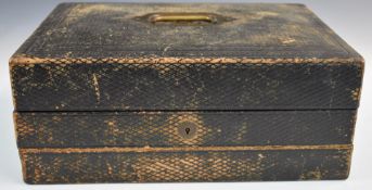 Leather bound campaign writing slope with fitted interior, W37 x D26 x H15cm