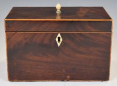 Georgian mahogany two division tea caddy, W19 x D11 x H12cm