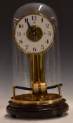Bulle electric mantel clock, the white Arabic dial with skeletonised centre upon brass supports,