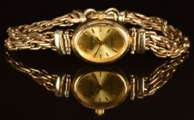Ca' D'oro 9ct gold ladies wristwatch with gold hands, hour markers and dial and quartz movement,