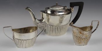 Victorian hallmarked silver bachelor's tea set, Birmingham 1896, maker John Millward Banks, length