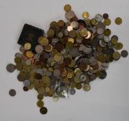 A collection of overseas coinage together with some modern crowns, small silver content, a pair of