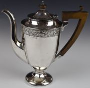 George V hallmarked silver pedestal teapot, Birmingham 1911, maker's mark indistinct, height 22.5cm,