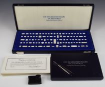 Franklin Mint The 100 Greatest Stamps of the World sterling silver miniature collection, in fitted