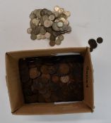 Approximately 455g of UK pre 1947 silver coinage, together with an amateur collection of UK sundry