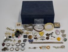 A collection of jewellery including earrings, Victorian paste, Charles Horner silver button and