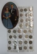 A collection of half crowns etc, William IV, Queen Victoria all heads, in commemorative tin for