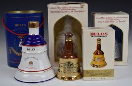 Four Bell's Scotch Whisky bell decanters, three commemorating Royal events, all boxed