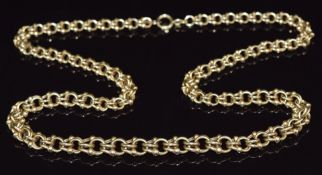 A 14k gold graduated sphere oval link necklace, 24.2g