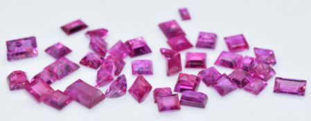 Thirty-eight loose square & rectangular cut natural unheated Burmese rubies, total carat weight