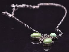 Arts & Crafts silver necklace set with turquoise cabochons
