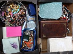 A collection of costume jewellery including silver earrings, brooches including silver butterfly,