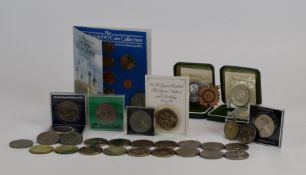 A collection of modern UK crowns including 1937 Coronation example and a 1937 Royal Mint