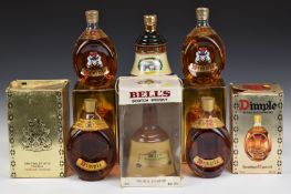 Six bottles of Whisky comprising four bottles of John Haig Dimple 12 Year Old and two Bell's, mostly