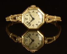 Rolex 18ct gold ladies wristwatch with blued Breguet hands, black Arabic numerals, silver dial,
