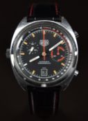 Heuer gentleman's automatic chronograph wristwatch ref. 150.511 with date aperture, luminous