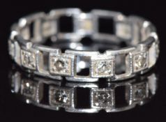 Art Deco platinum ring set with diamonds, size K, 2.5g