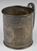 Victorian hallmarked silver tankard or christening mug, Sheffield 1876, maker Atkin Brothers, height
