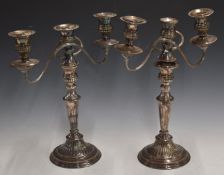 Elkington pair of silver plated three branch candelabra, height 37.5cm