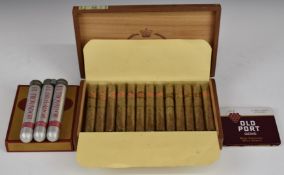 Box of twenty five Criterion No 3 cigars, three El Trovador Chicas and a tin of ten Old Port Gems