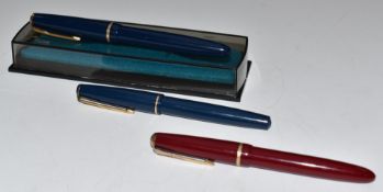 Three Parker fountain pens comprising Junior with 14ct gold nib, '17' Lady and a Lady, one in
