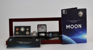 The Definitive US Mint Moon Landing Proof Coin Set 1969-2019 comprising silver and copper coinage,