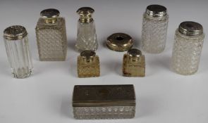 Six Victorian hallmarked silver lidded dressing table pots/ box, London 1856, maker William Neal,