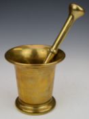 Russian 19thC brass pestle and mortar with stamps to base