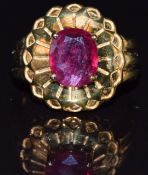 A 9ct gold ring set with a ruby, size N, 6.2g
