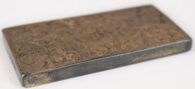 Victorian hallmarked silver calling card or stamp case with engraved decoration, gilt interior and