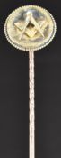 Victorian yellow metal Masonic stick pin, 2g