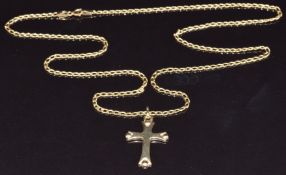 A 9ct gold chain and cross pendant, 2.5g